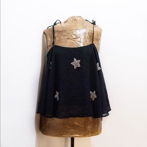 H&M Adjustable Small Crop Tank Black Stars Flowy